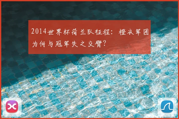 2014世界杯荷兰队征程：橙衣军团为何与冠军失之交臂？